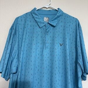 Callaway Golf Polo Shirt 2XL XXL Blue‎ Opti Dri Blue Pattern Rugby Cocktails